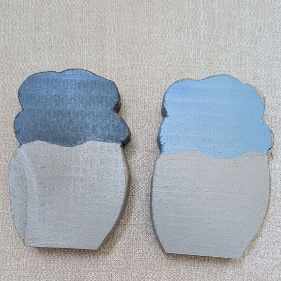 Rustic Hand Painted Wooden Sheep and Fruit Jars Country Decor Vintage Set of 3 - Picture 4 of 7